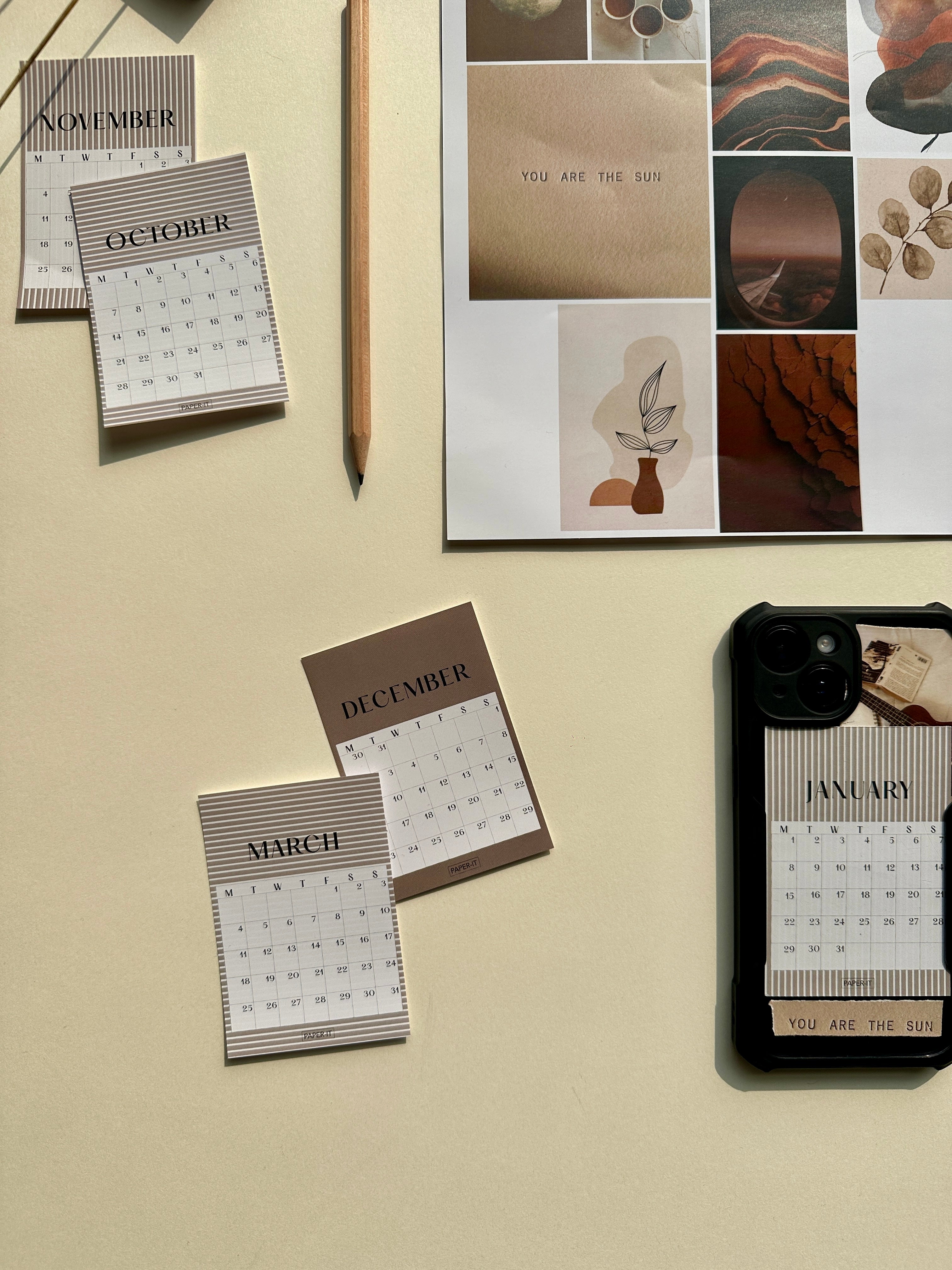 2024 brown mini polaroid calendar - DIY