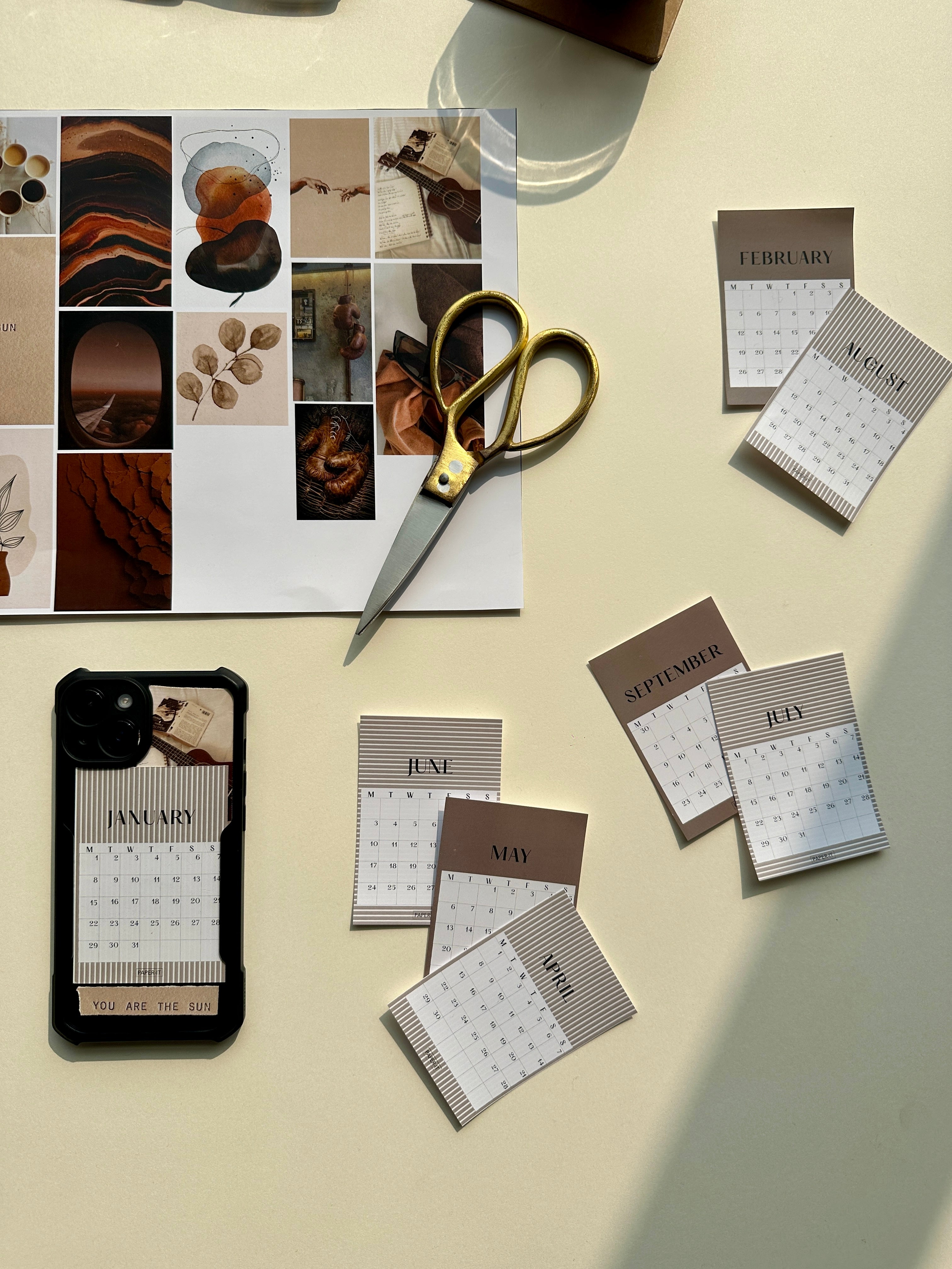 2024 brown mini polaroid calendar - DIY