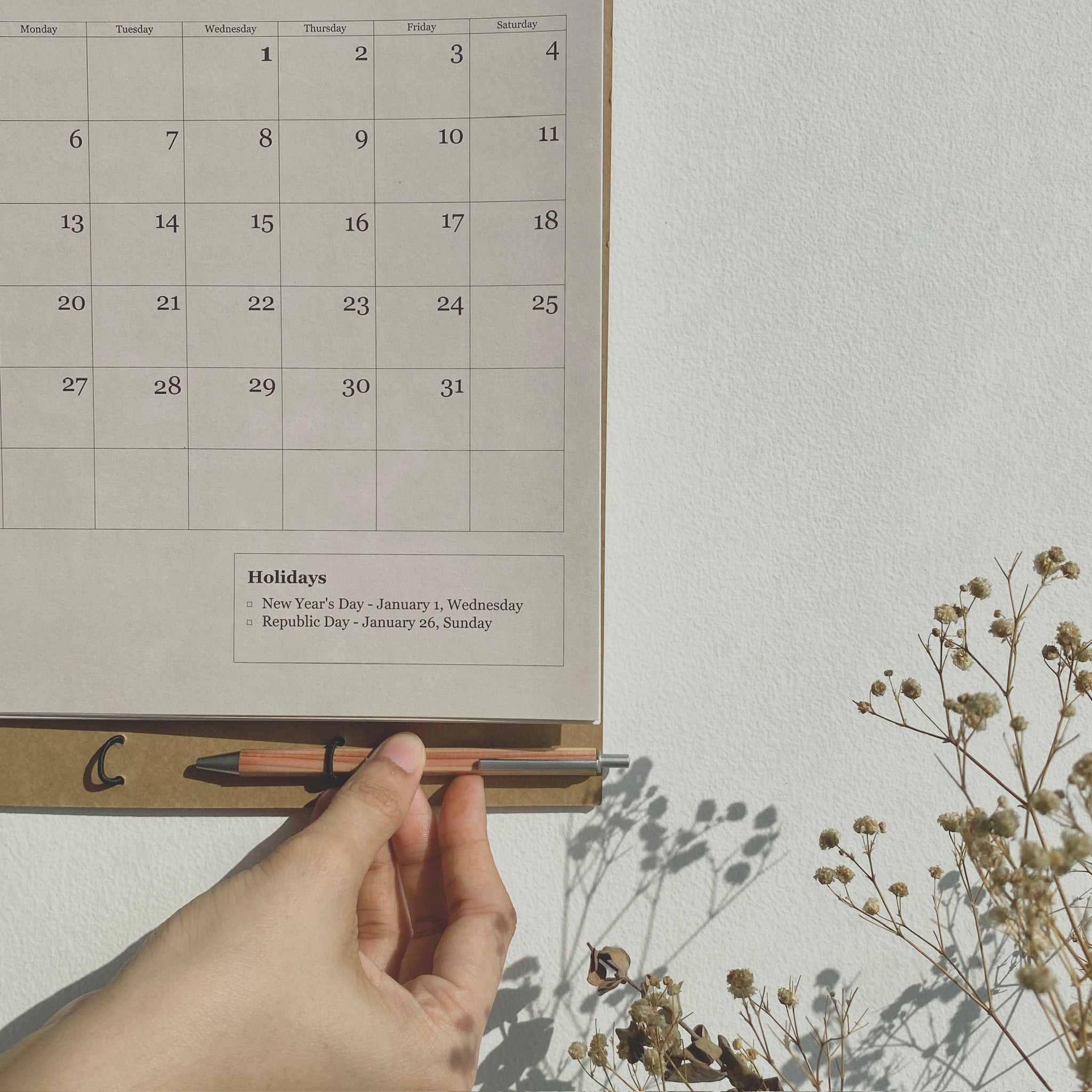 Tones wall calendar