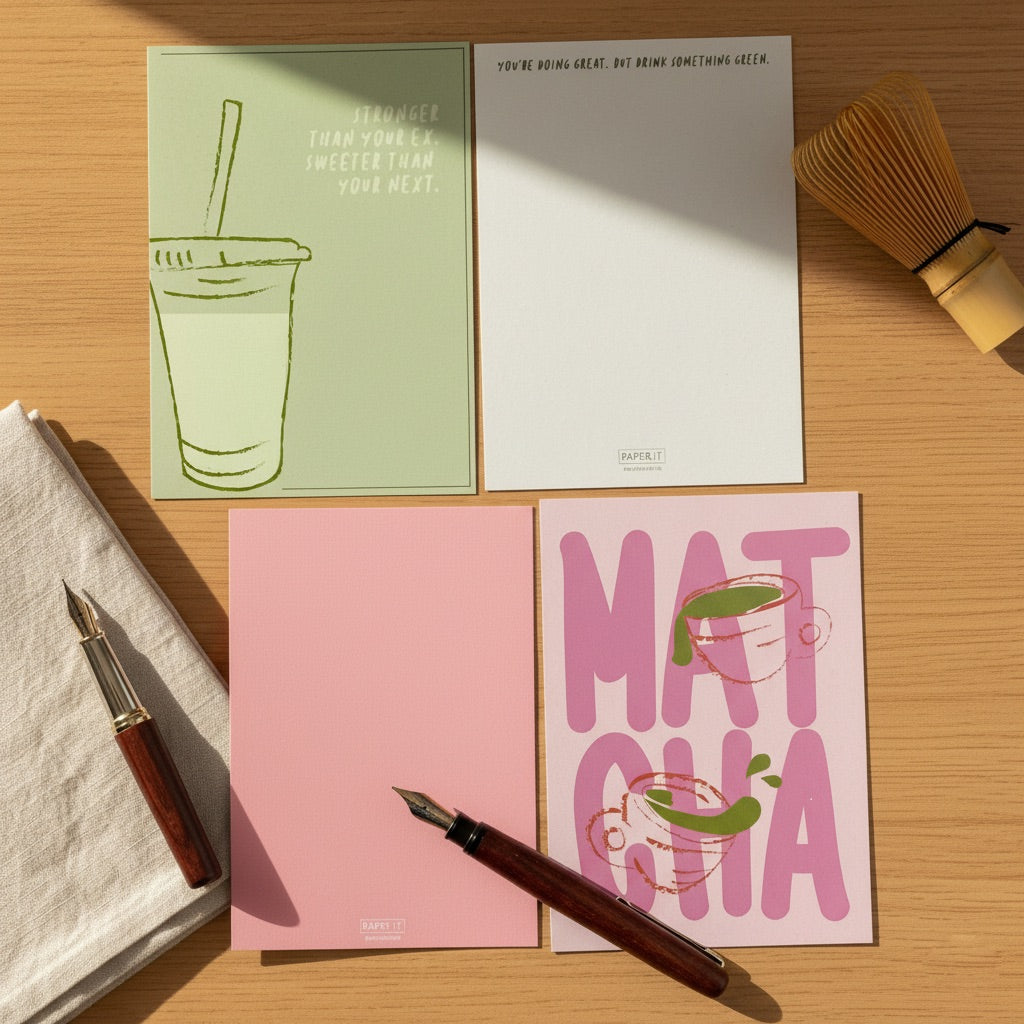 Matcha mood note cards (set of 8 note cards)