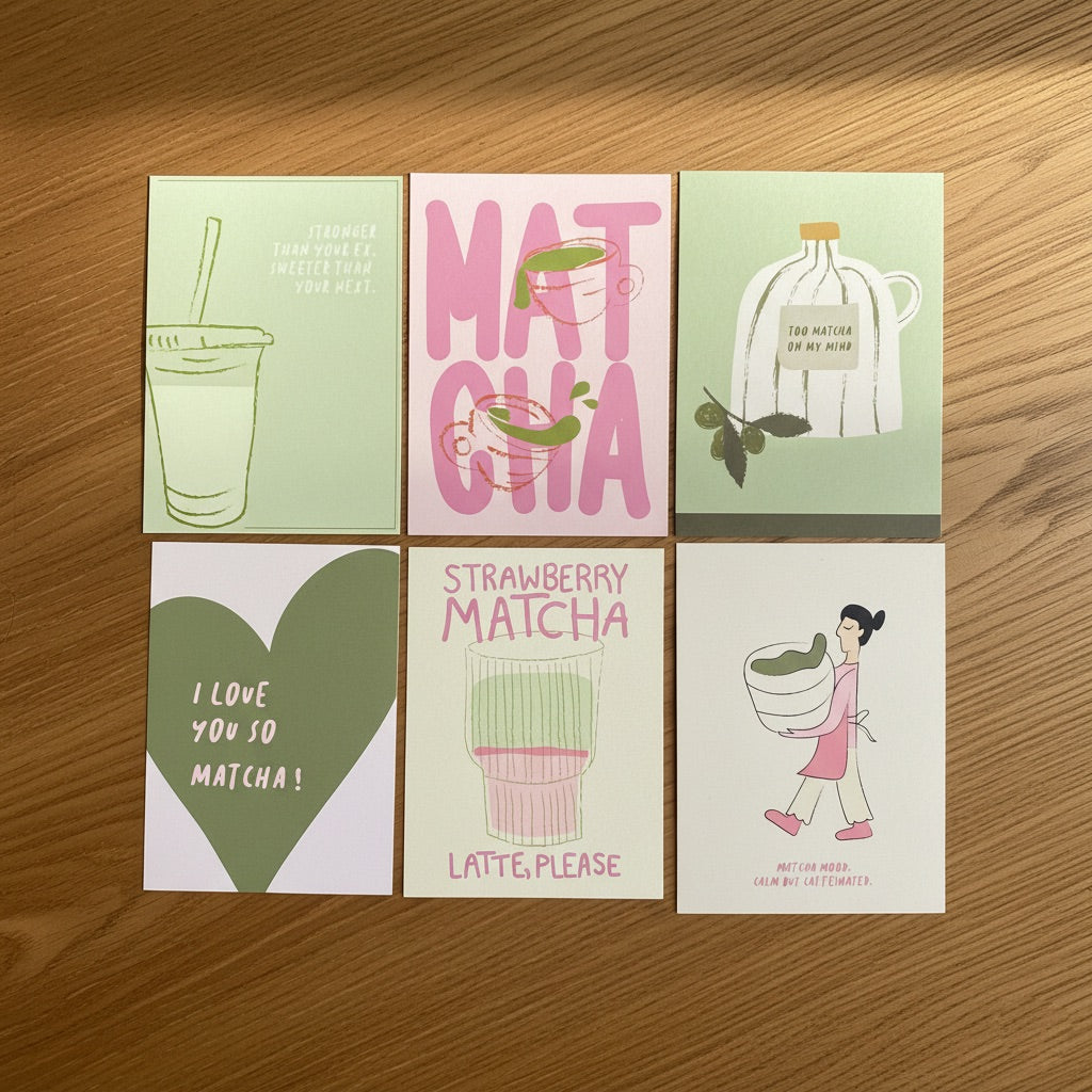 Matcha mood note cards (set of 8 note cards)