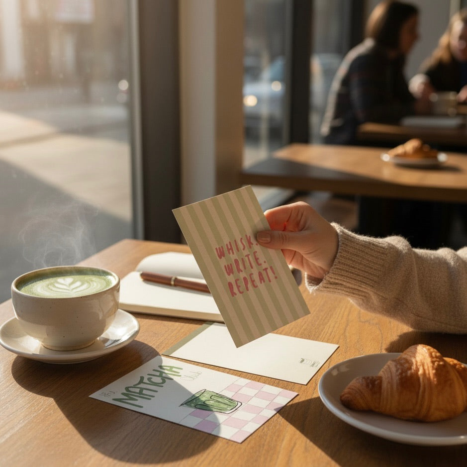 Matcha mood note cards (set of 8 note cards)