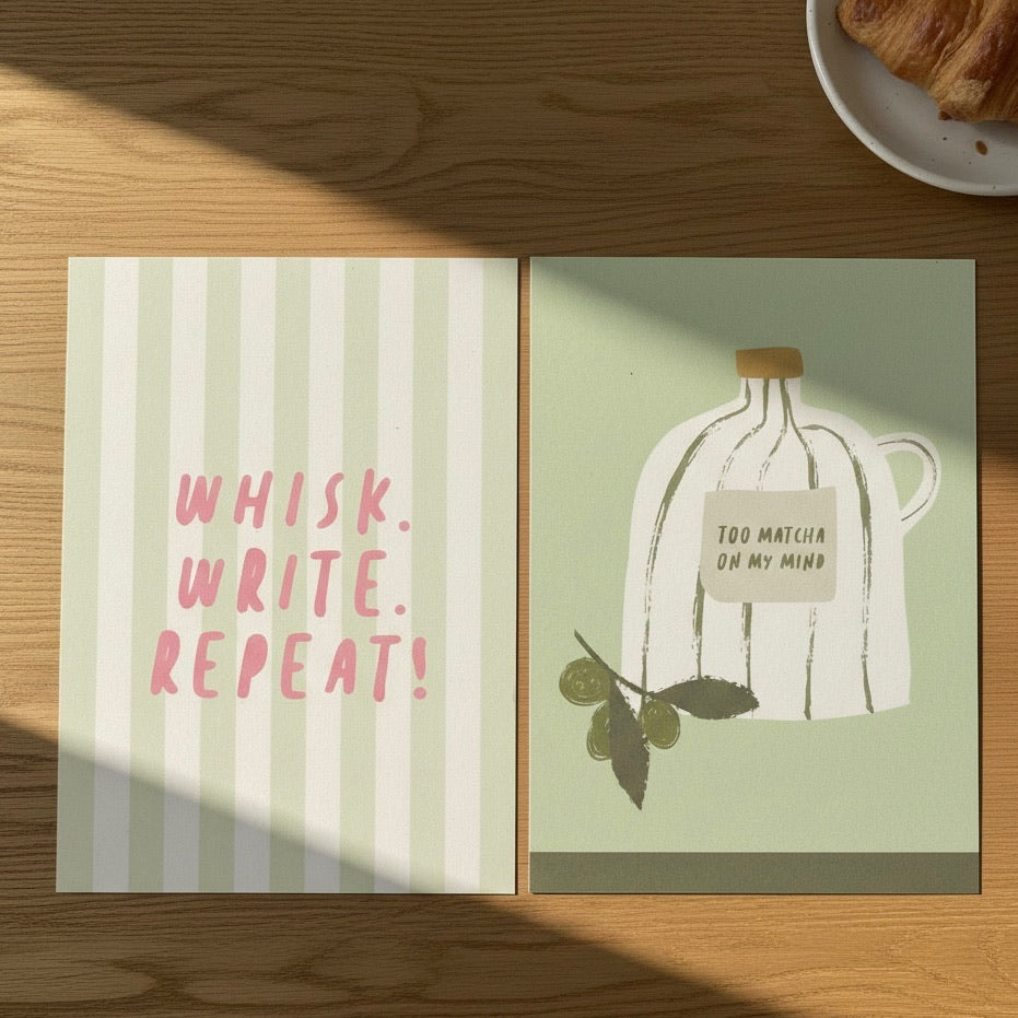 Matcha mood note cards (set of 8 note cards)