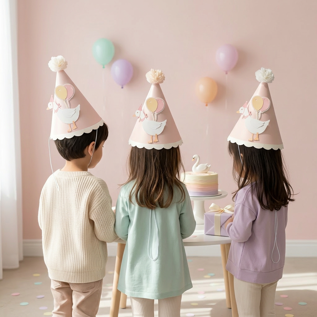 Goose & Balloons party hats (set of 5)