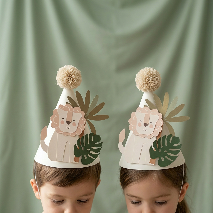 Jungle lion party hats (set of 5)