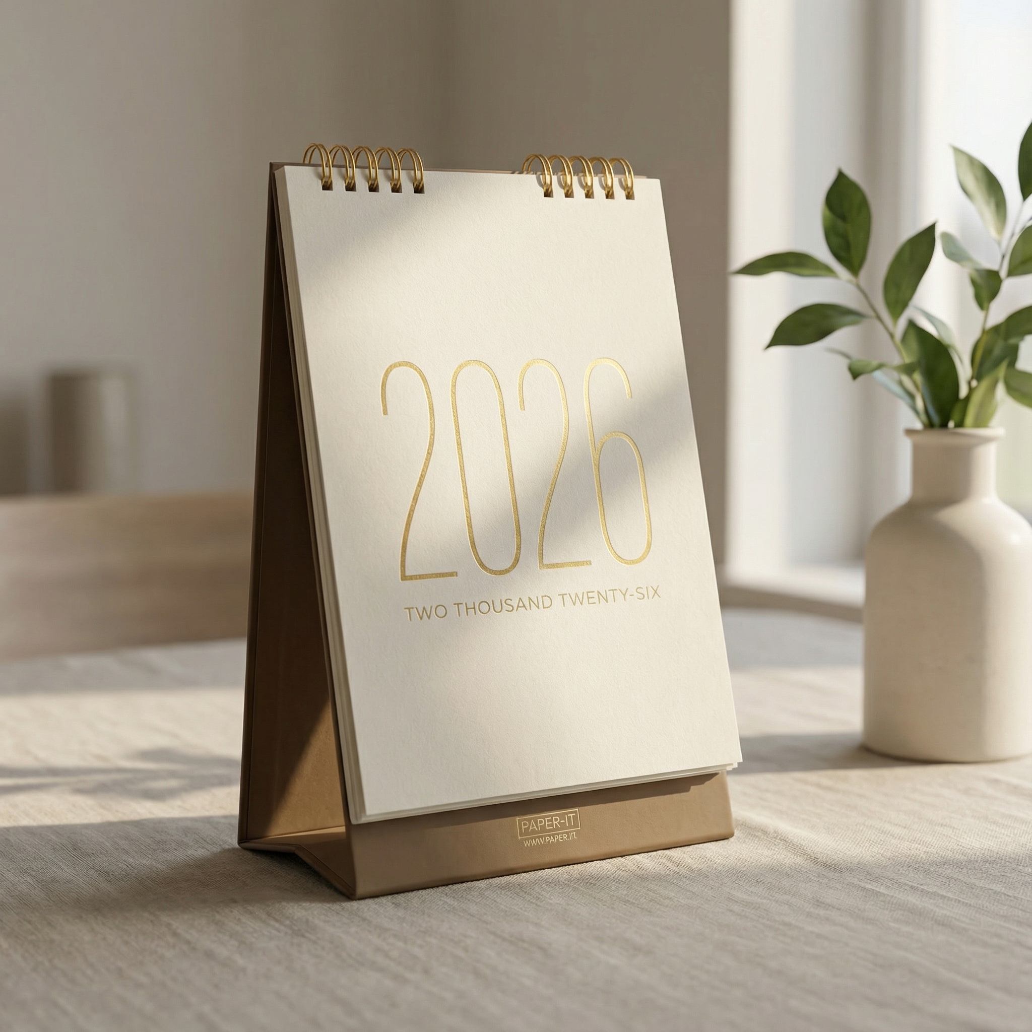 2026 golden foiled desk calendar