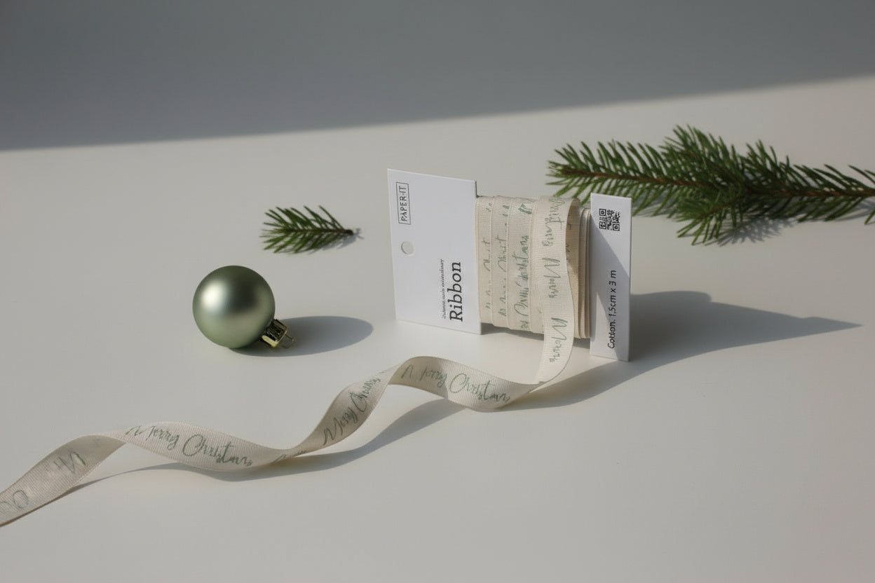 Christmas cotton ribbons (3 metre) <br/> set of 2