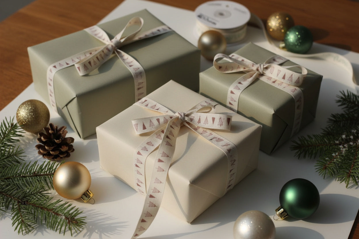 Christmas cotton ribbons (3 metre) <br/> set of 2