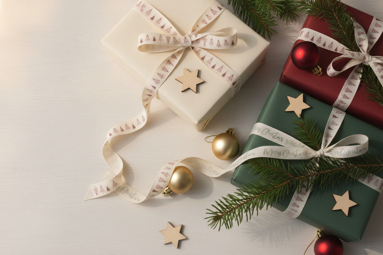 Christmas cotton ribbons (3 metre) <br/> set of 2