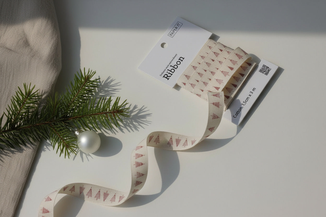 Christmas cotton ribbons (3 metre) <br/> set of 2