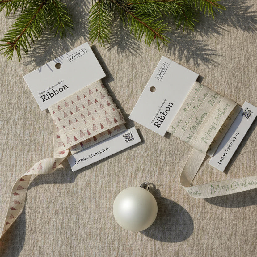 Christmas cotton ribbons (3 metre) <br/> set of 2