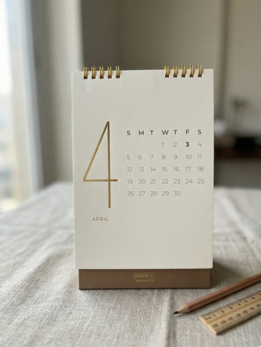 2026 golden foiled desk calendar