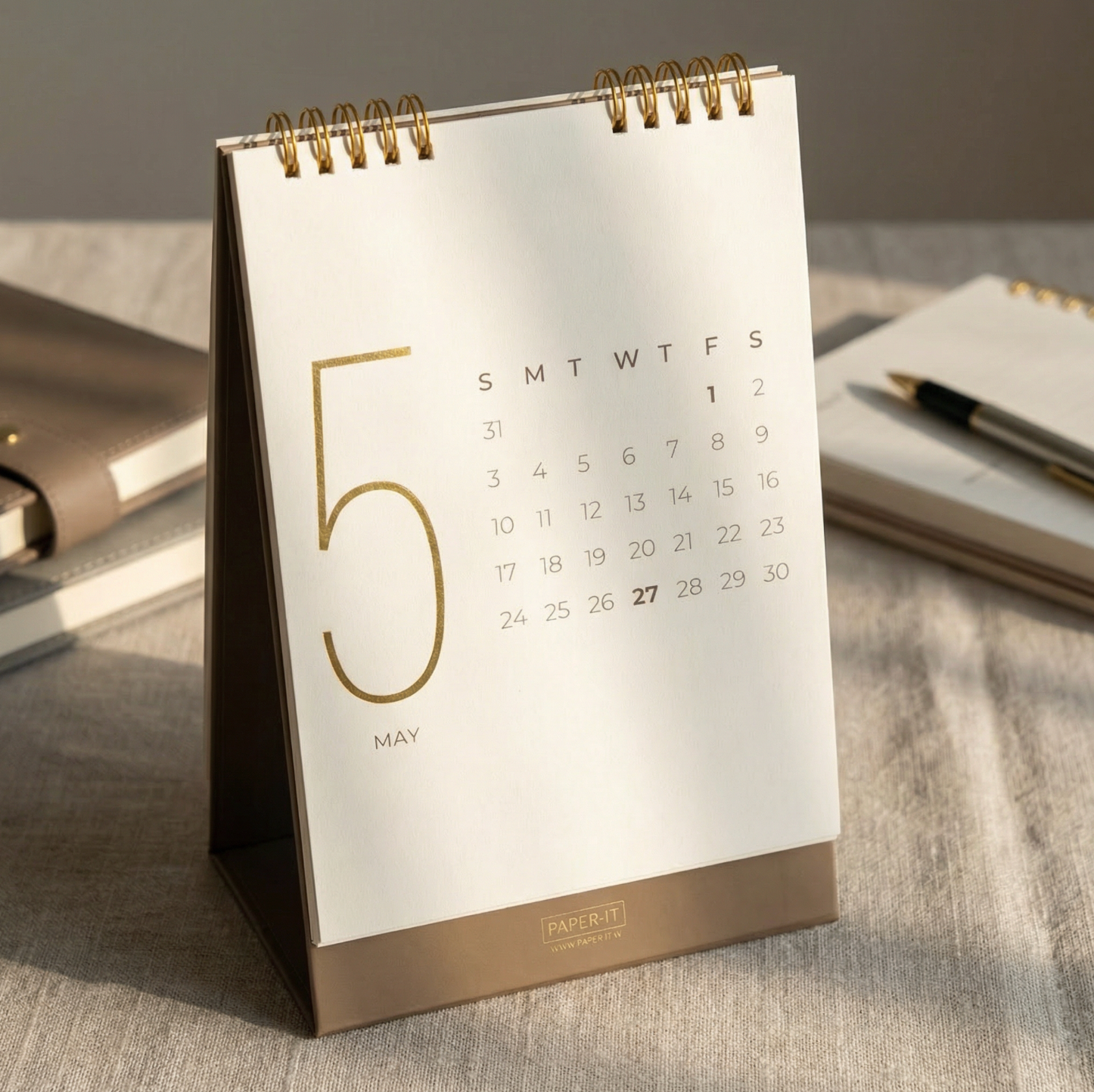 2026 golden foiled desk calendar