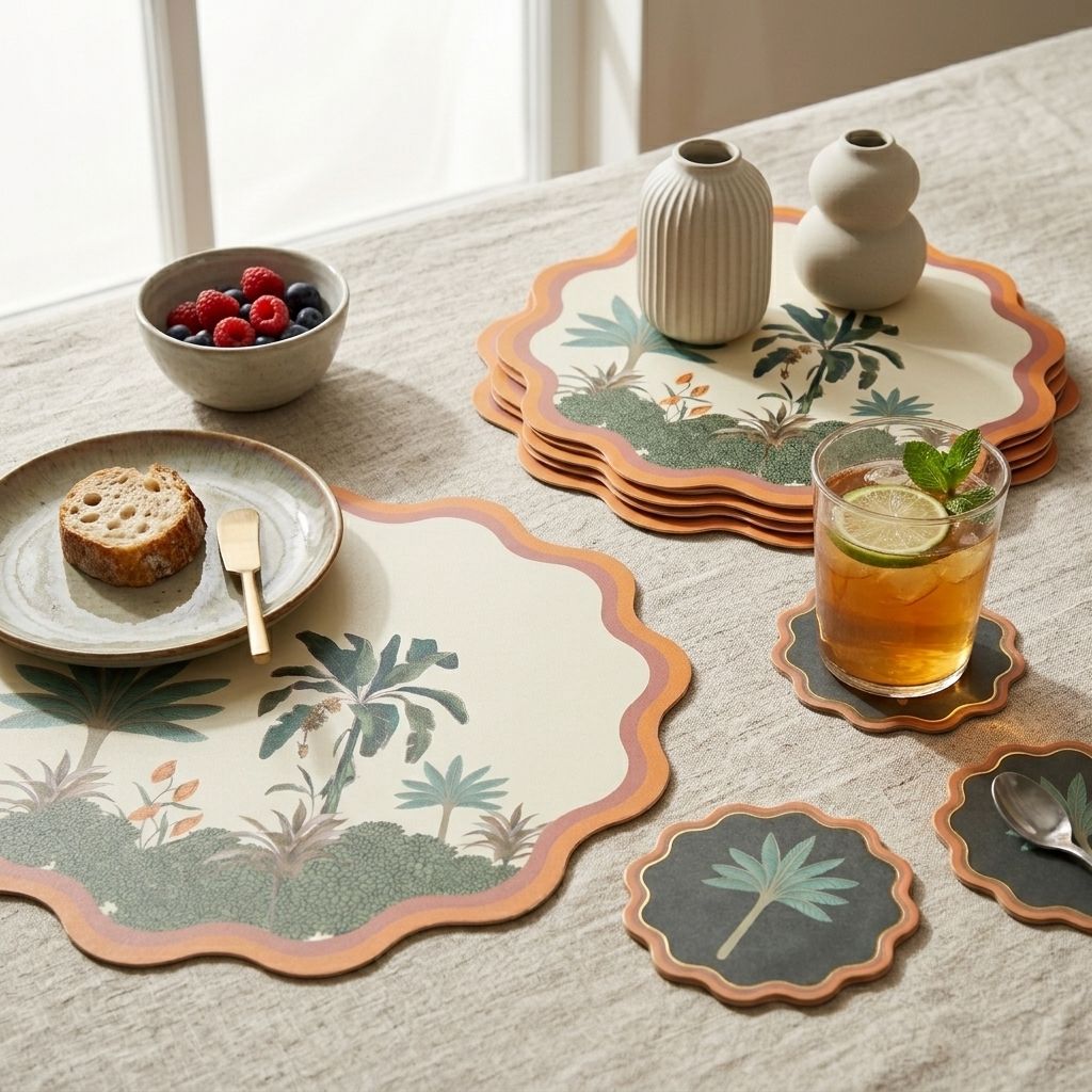 Palm Garden Foiled Coasters & Tablemats Set