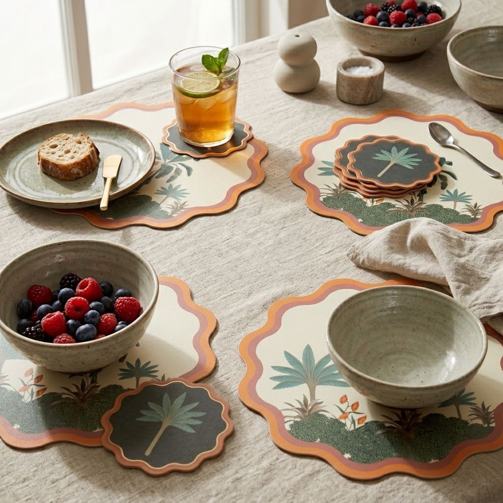 Palm Garden Foiled Coasters & Tablemats Set