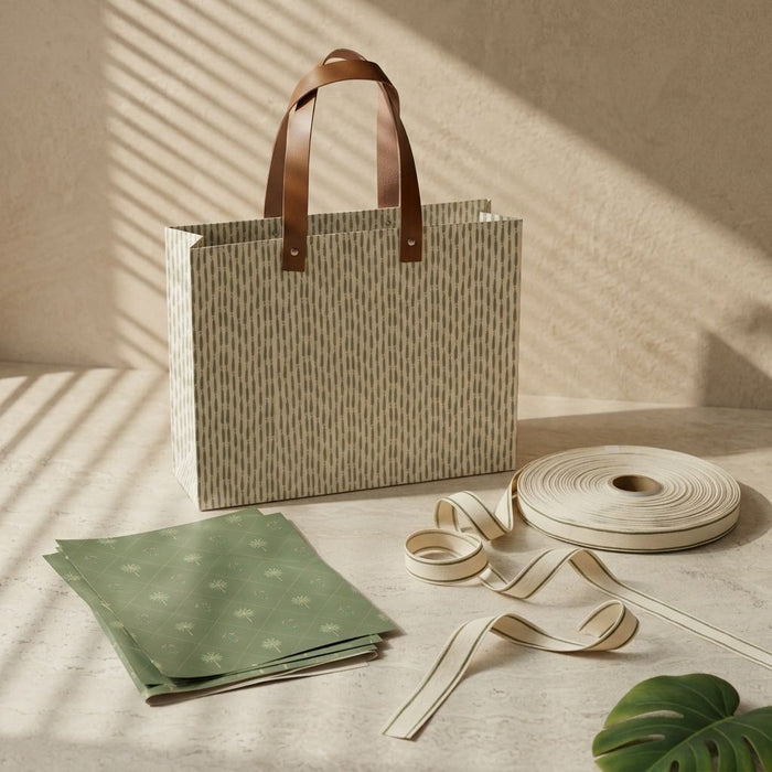 Sage Gift Wrapping Set| Gift Bag + Wrapping Sheets + Cotton Ribbon