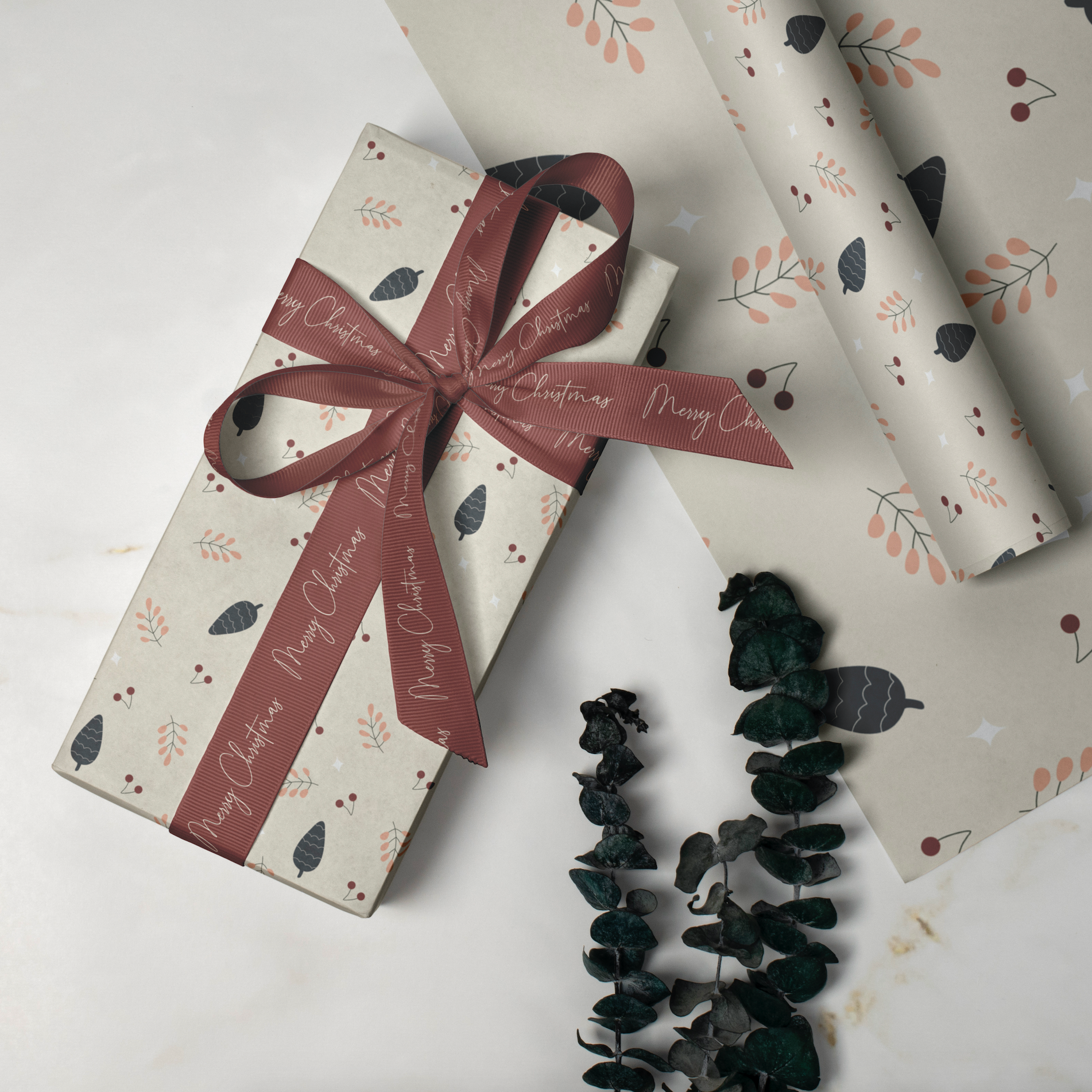 Christmas joy wrapping sheets+note cards (set of 5)