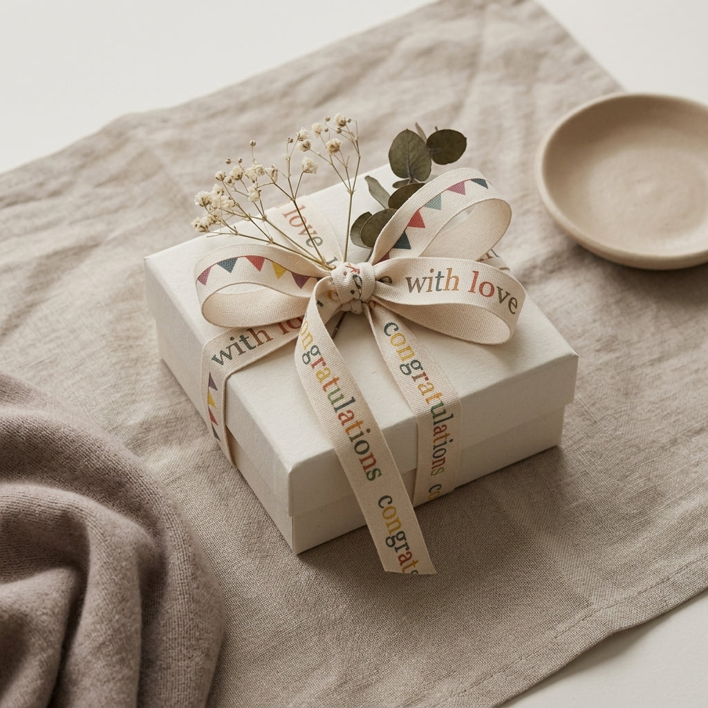 With love + congratulations + bunting cotton ribbons (3 metre) set of 3