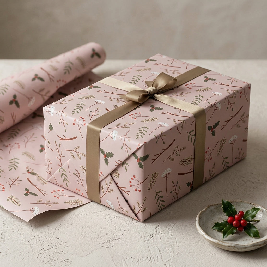 Pink wrapping sheets+note cards