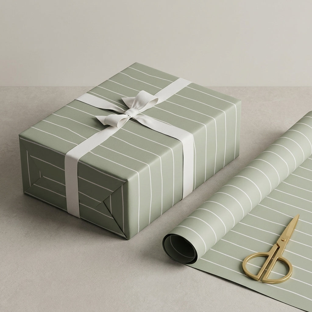 Green wrapping sheets+note cards