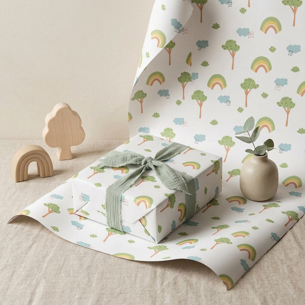 Greeny wrapping sheets+note cards