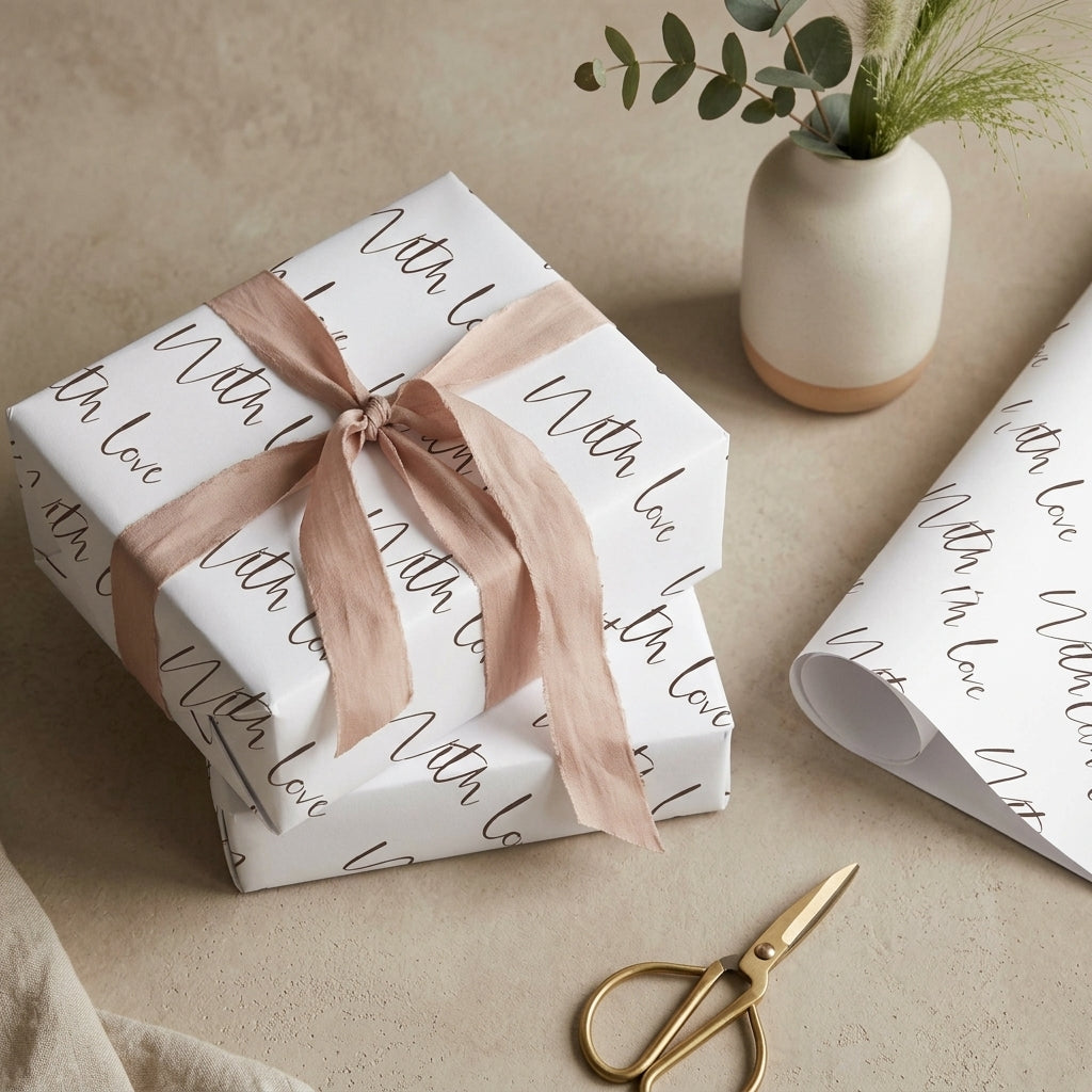 White with love wrapping sheets+note cards