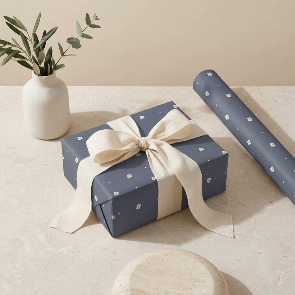 Blue wrapping sheets+note cards
