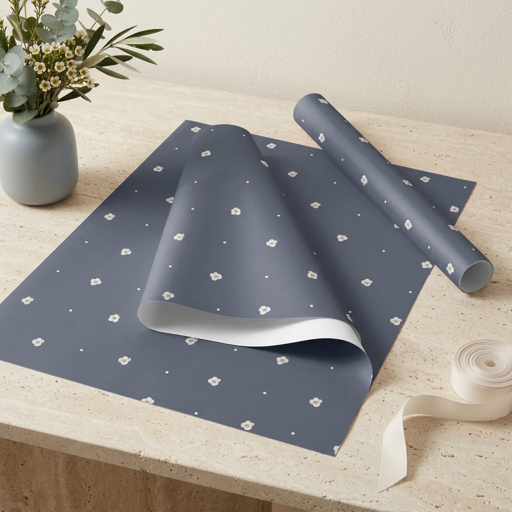 Blue wrapping sheets+note cards