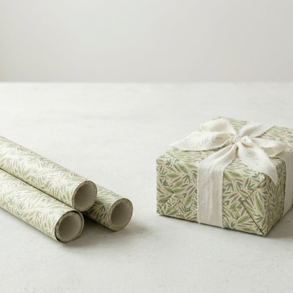 Leaves wrapping sheets+note cards (set of 5)