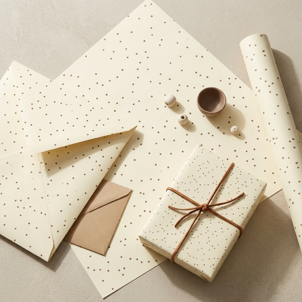 Polka dots wrapping sheets+note cards