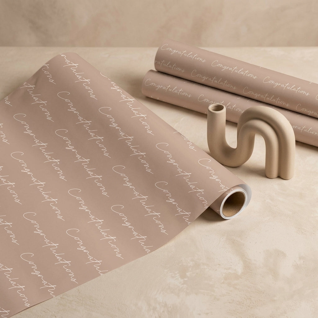 Cream congratulations wrapping sheets+note cards