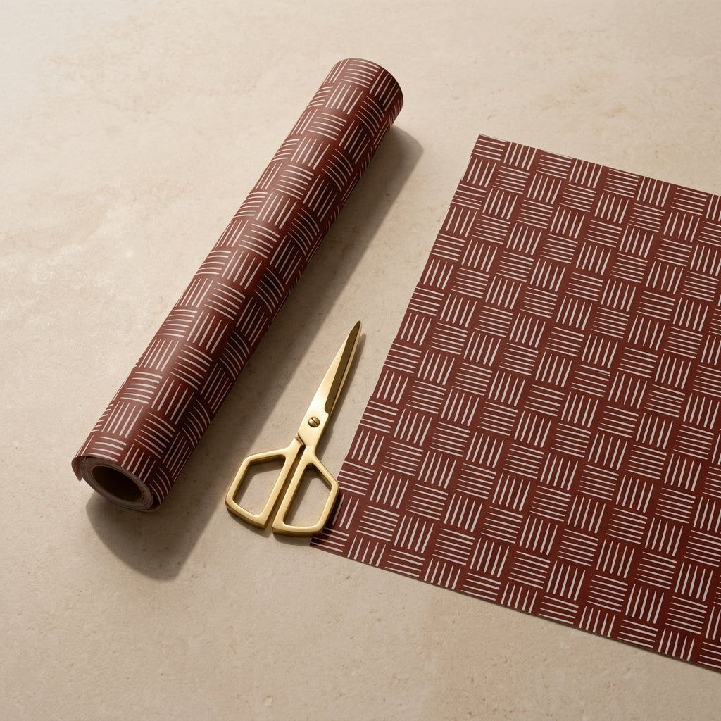 Burnt brick wrapping sheets+note cards (set of 5)