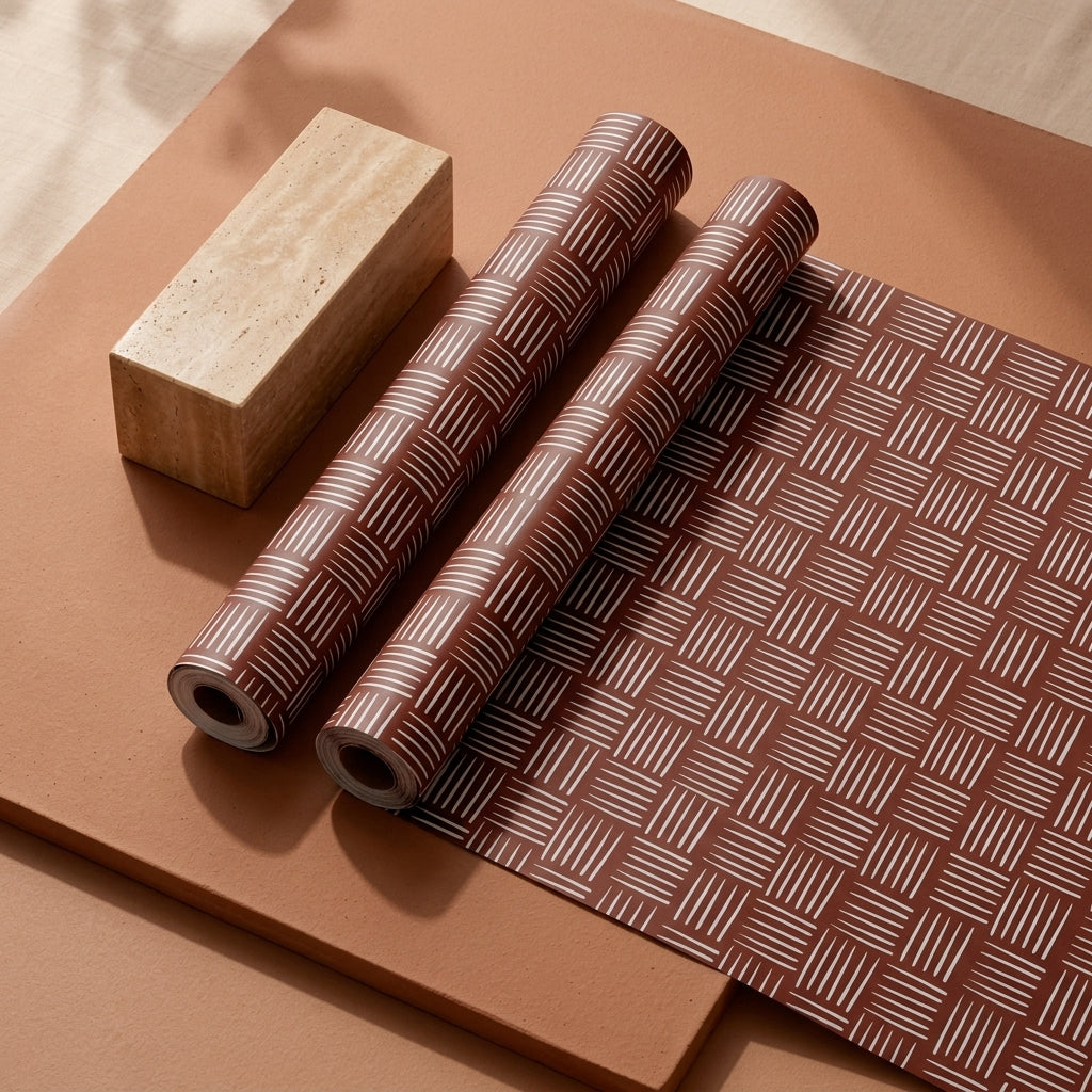 Burnt brick wrapping sheets+note cards (set of 5)