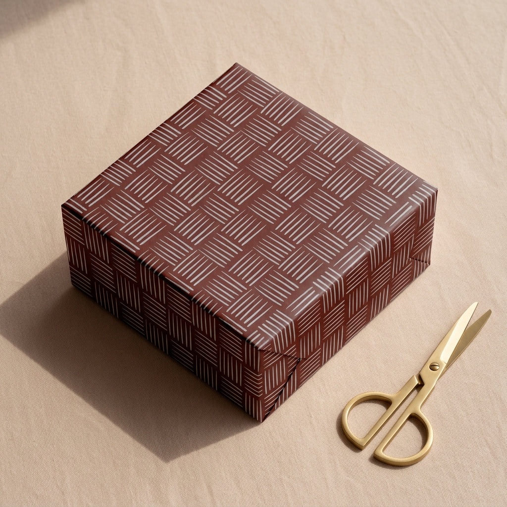 Burnt brick wrapping sheets+note cards (set of 5)