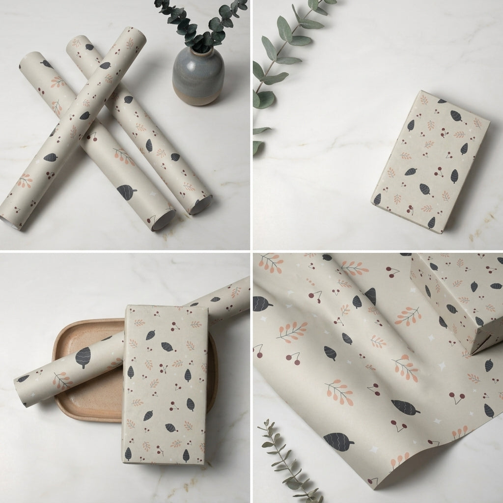 Christmas joy wrapping sheets+note cards (set of 5)