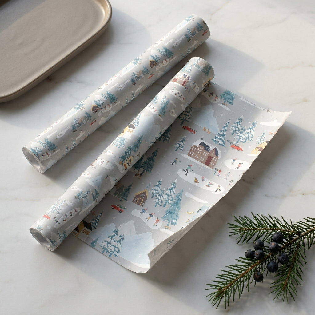 Snow wrapping sheets+note cards