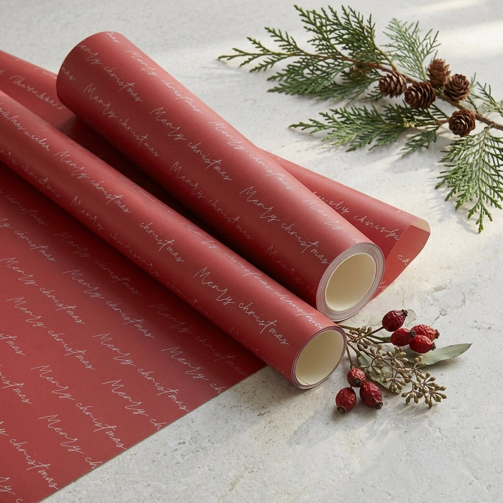 Merry christmas wrapping sheets+note cards (set of 5)