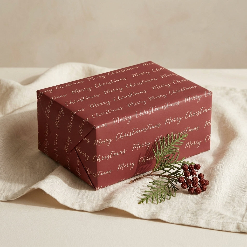 Merry christmas wrapping sheets+note cards (set of 5)