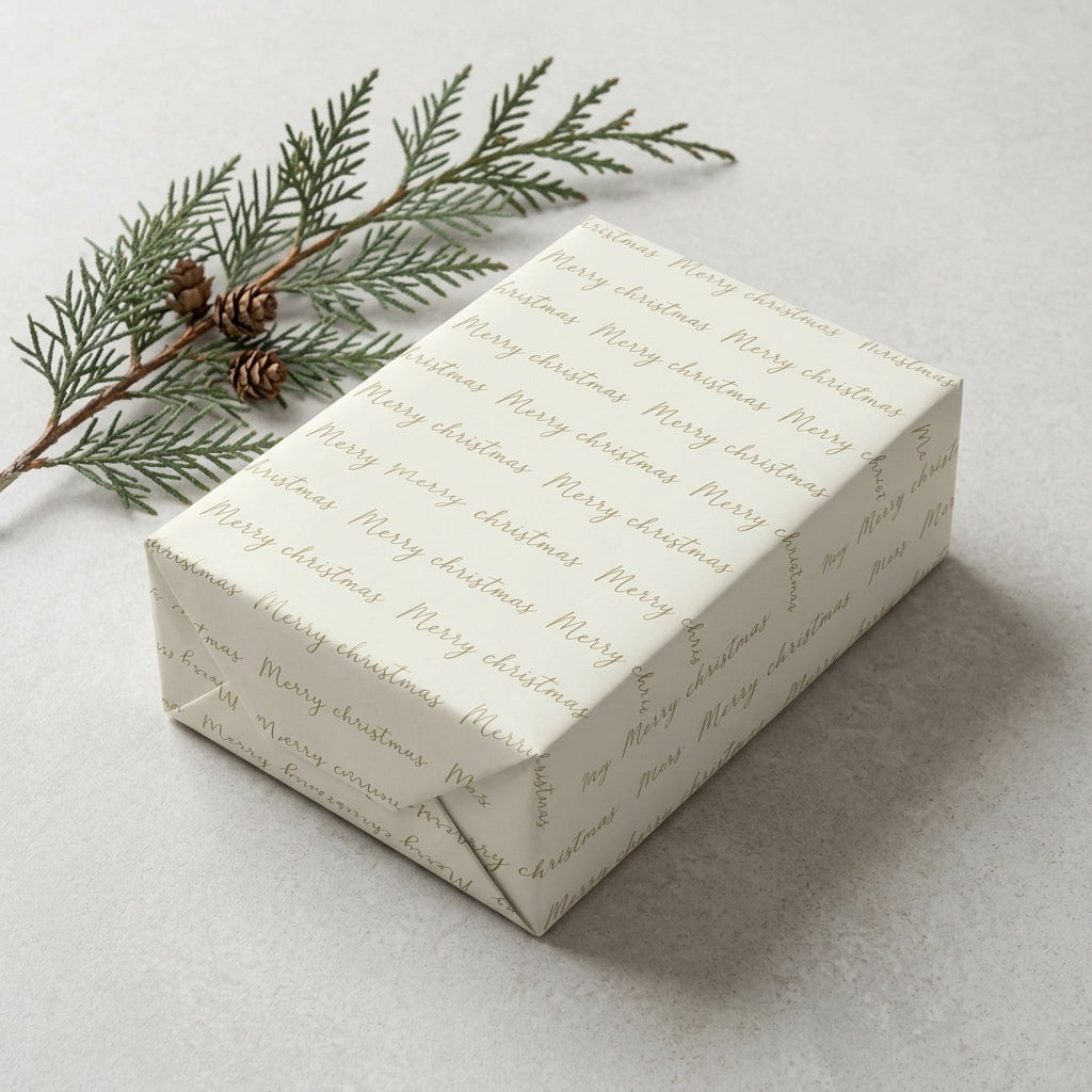 Green merry christmas wrapping sheets+note cards (set of 5)