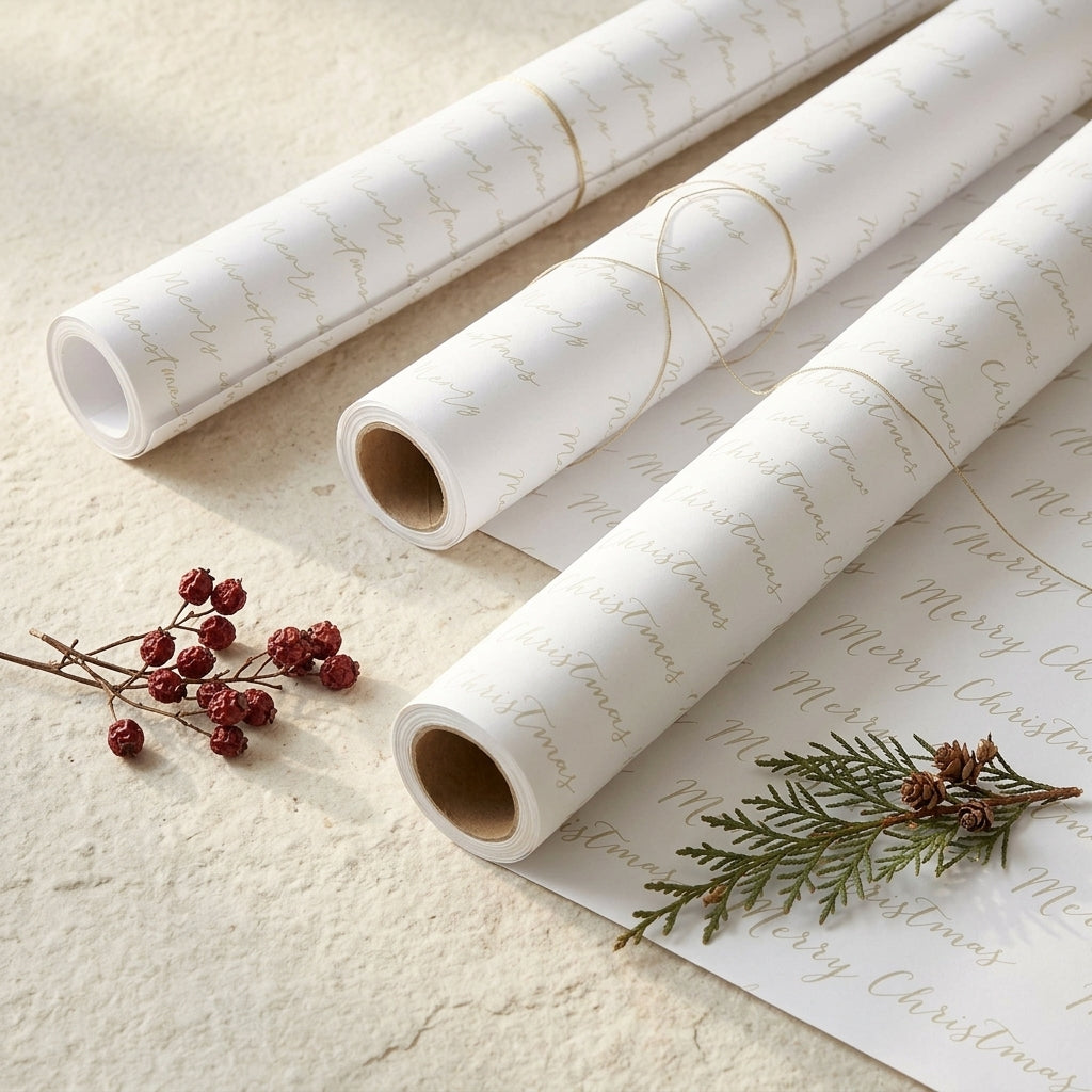 Green merry christmas wrapping sheets+note cards (set of 5)