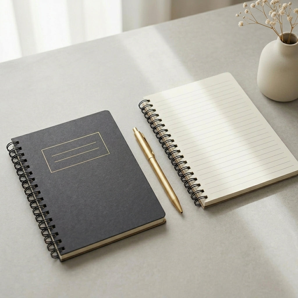 A5 Rosebud + Black Foiled Notebook (Set of 2)