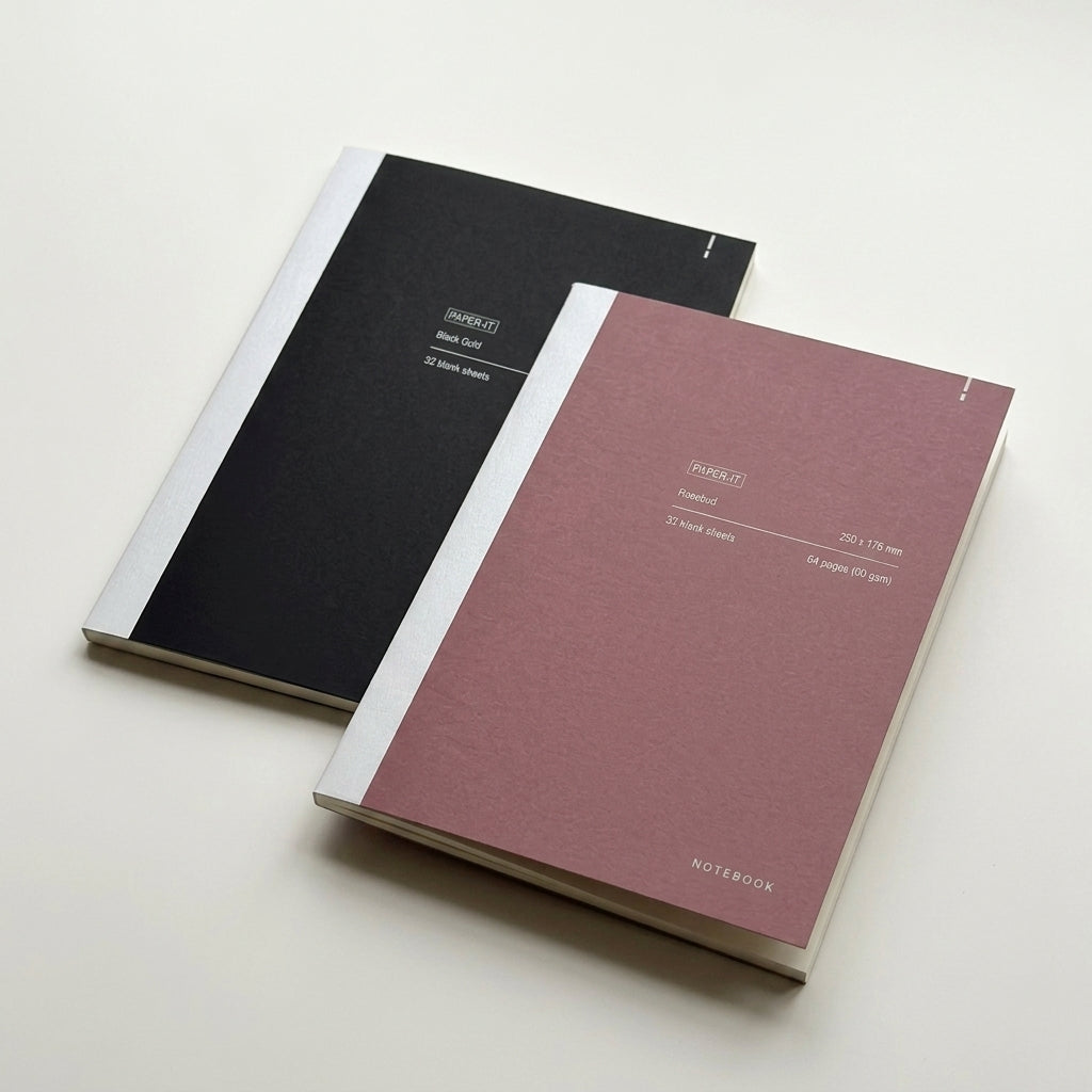 Rosebud + black notebook | Blank pages (set of 2)