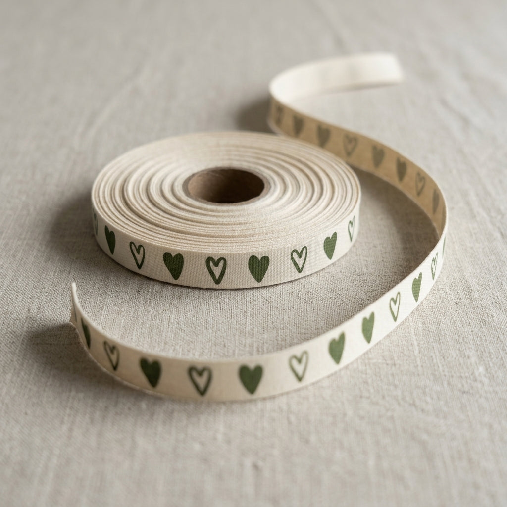 Olive Heart Cotton Ribbons