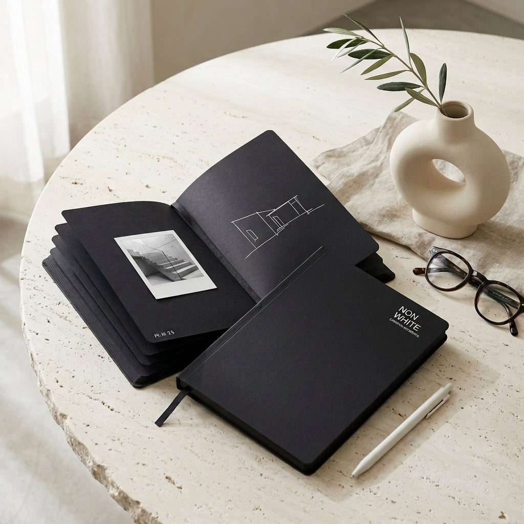 All Black Notebook (White Pen Included)