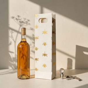 Honey Bee Foiled Wine Bag (4 × 16.5 × 4 inches)