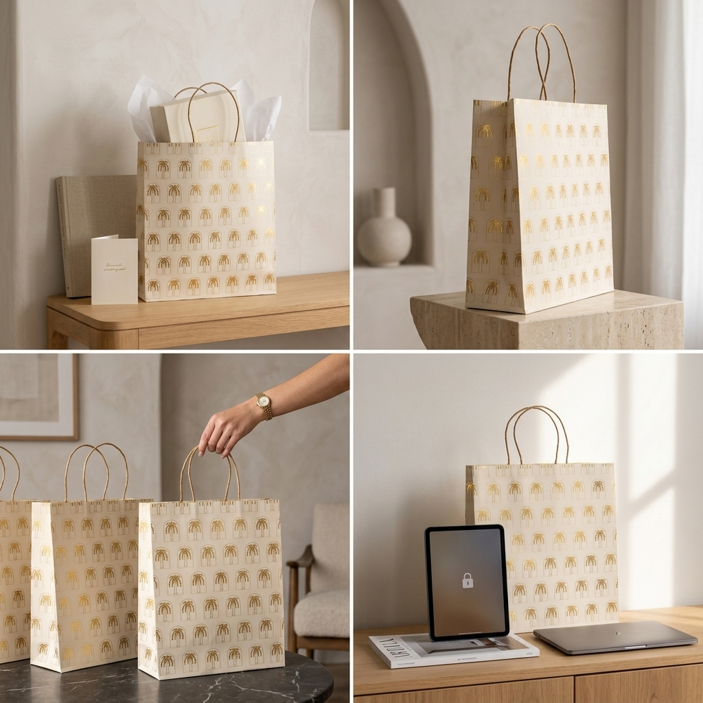 Palmera Foiled Gift Bag (12 × 15.3 × 4.8 inches)