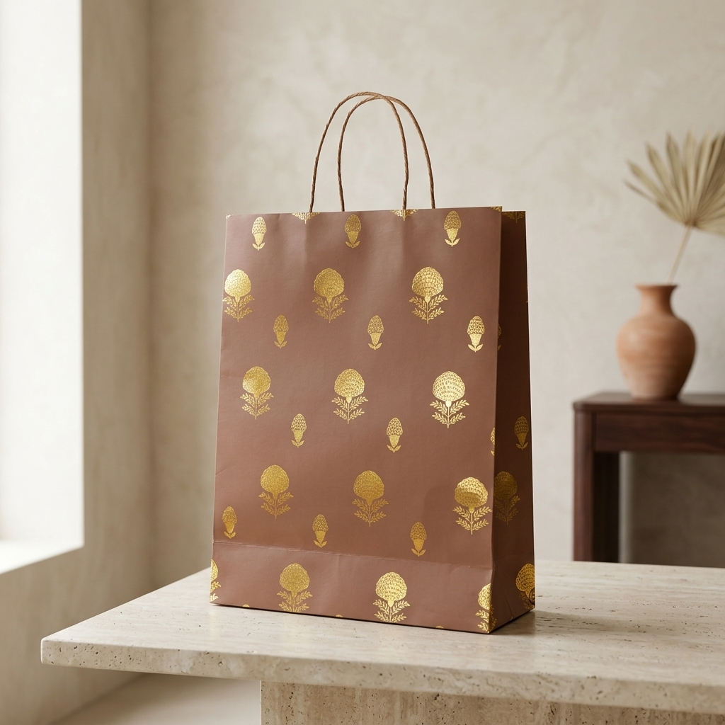 Marigold Foiled Gift Bag (12 × 15.3 × 4.8 inches)