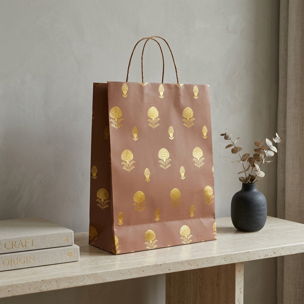 Marigold Foiled Gift Bag (12 × 15.3 × 4.8 inches)