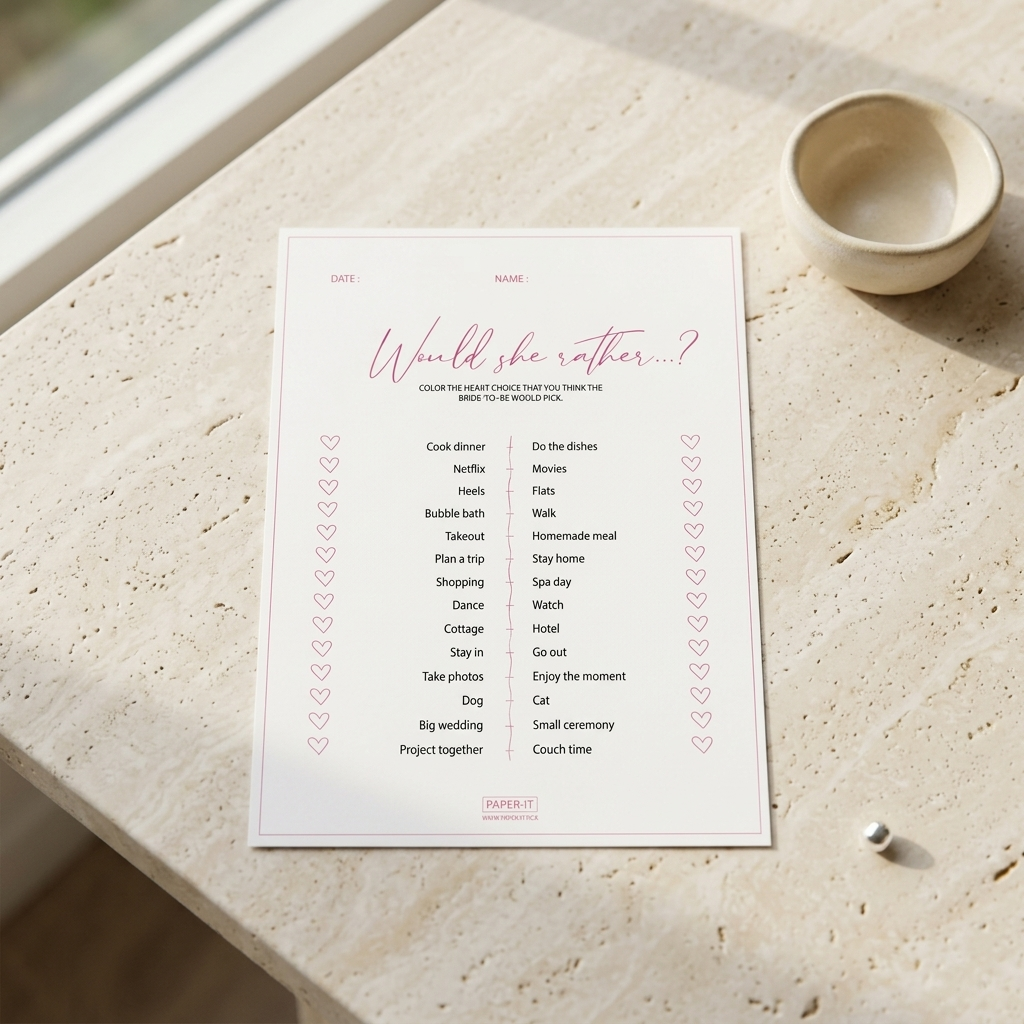 Bridal shower games (set of 30)