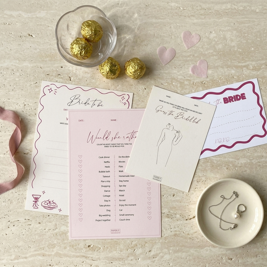 Bridal shower games (set of 30)